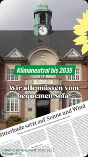 Auf dem Sofa sitzen und nur zuschauen? Das geht nicht. Wir müssen schon alle anpacken. Sofa ist bequemer, das stimmt. Aber etwas gemeinsam geschafft zu haben ist sehr befriedigend, schafft Stolz auf das Erreichte und gibt Zufriedenheit.
Gestalten wir mit Mut die Zukunft, mit uns mit BÜNDNIS 90/DIE GRÜNEN.
Www.gruene.de/mitglied-werden
#ritterhude #klimaschutz #co2neutral #gruene #wärmepumpe #eauto #gas