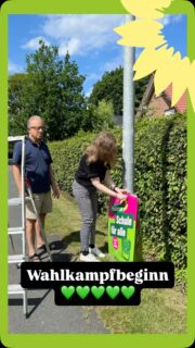 Die ersten Plakate in Ritterhude hängen, pünktlich zum Beginn des Wahlkampfs. Wir stehen für
💚 beste, inklusive Schulen
💚 mehr Bürgerbeteiligung 
💚 Schutz der Einwohner vor Hitze und Klimafolgen
💚 Mobilität für alle (zu Fuß,Rad,Bus,Bahn,Auto)
Wählt GRÜNE am 13.09.2026!
Für eine lebenswerte Zukunft.
#gruene #wahl #bürgerbeteiligung #hitzeschutz #mobilität
