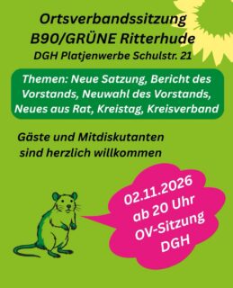 Regelmäßig treffen wir uns im öffentlichen Raum, um zu diskutieren und manchmal auch um Formalien abzuarbeiten. Zu unseren Sitzungen können Interessierte immer teilnehmen, denn der Kontakt ist wichtig.
#gruene #ritterhude #platjenwerbe